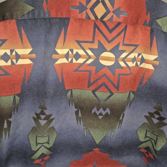 Men's Md Polo Ralph Lauren Red Southwestern Indian Beacon Blanket Shirt Aztec - Picture 3 of 6